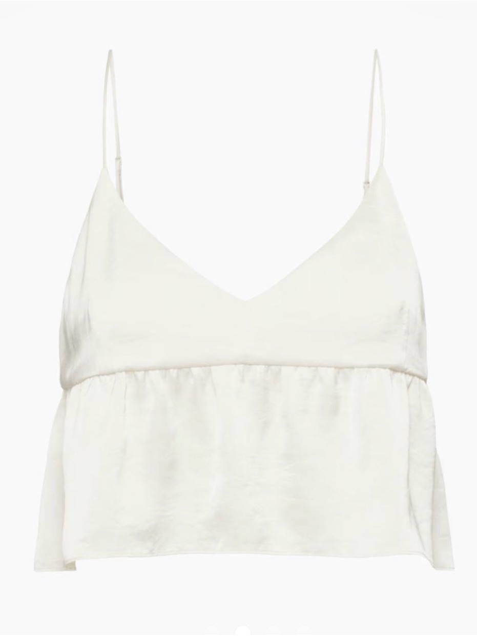 Aritzia Cream Satin Spaghetti Strap Camisole